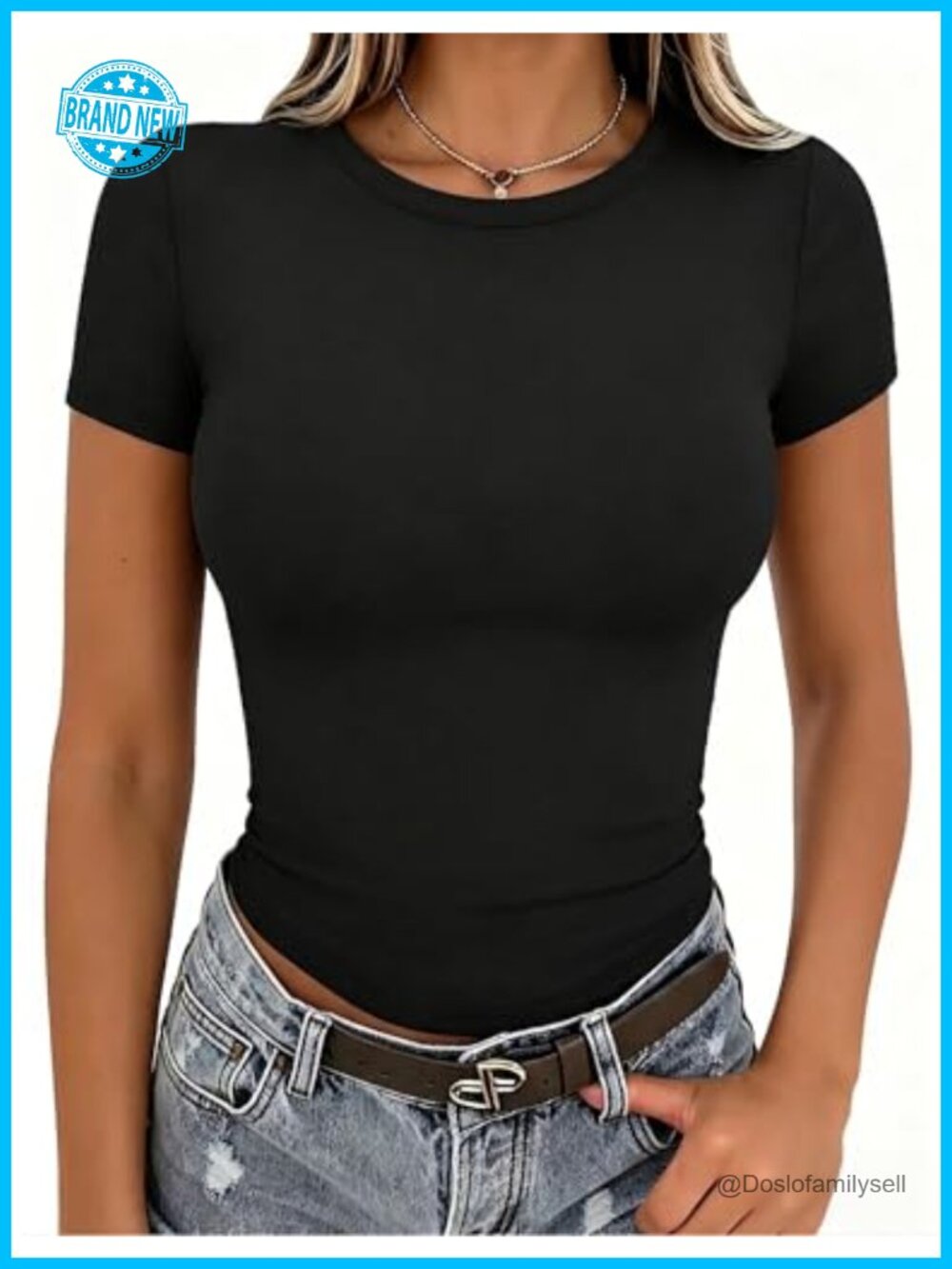 Women's Slim Fitted Short Sleeve T-Shirt - Stretchy Bodycon Basic Tee